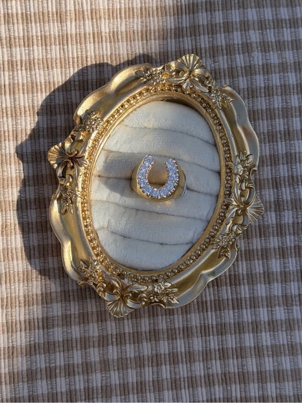 Gold Horseshoe Crystal ring size 10